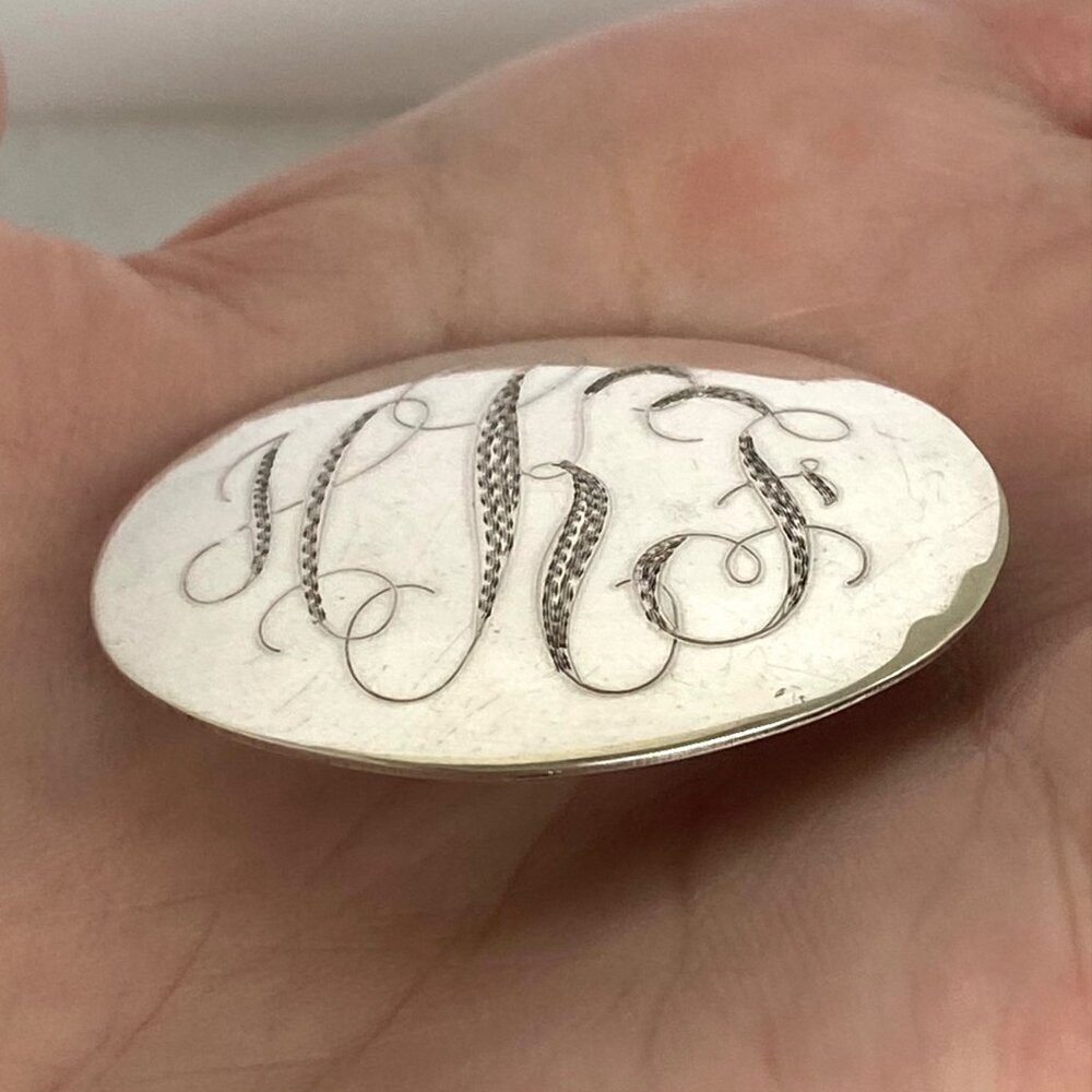 VTG Sterling Silver 925 IC James Craig Engraved Oval Monogram Brooch Pin HKF HFK - Picture 7 of 16